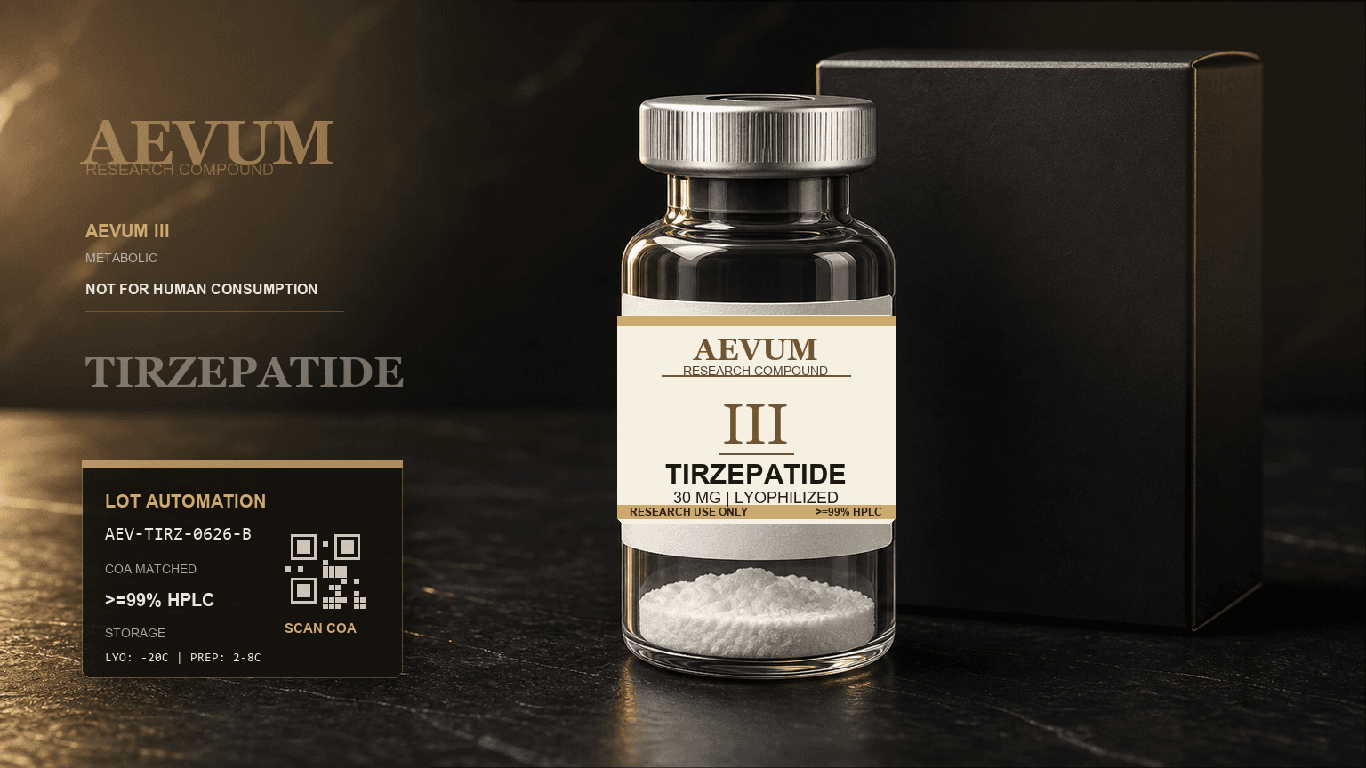 AEVUM III Tirzepatide branded research vial